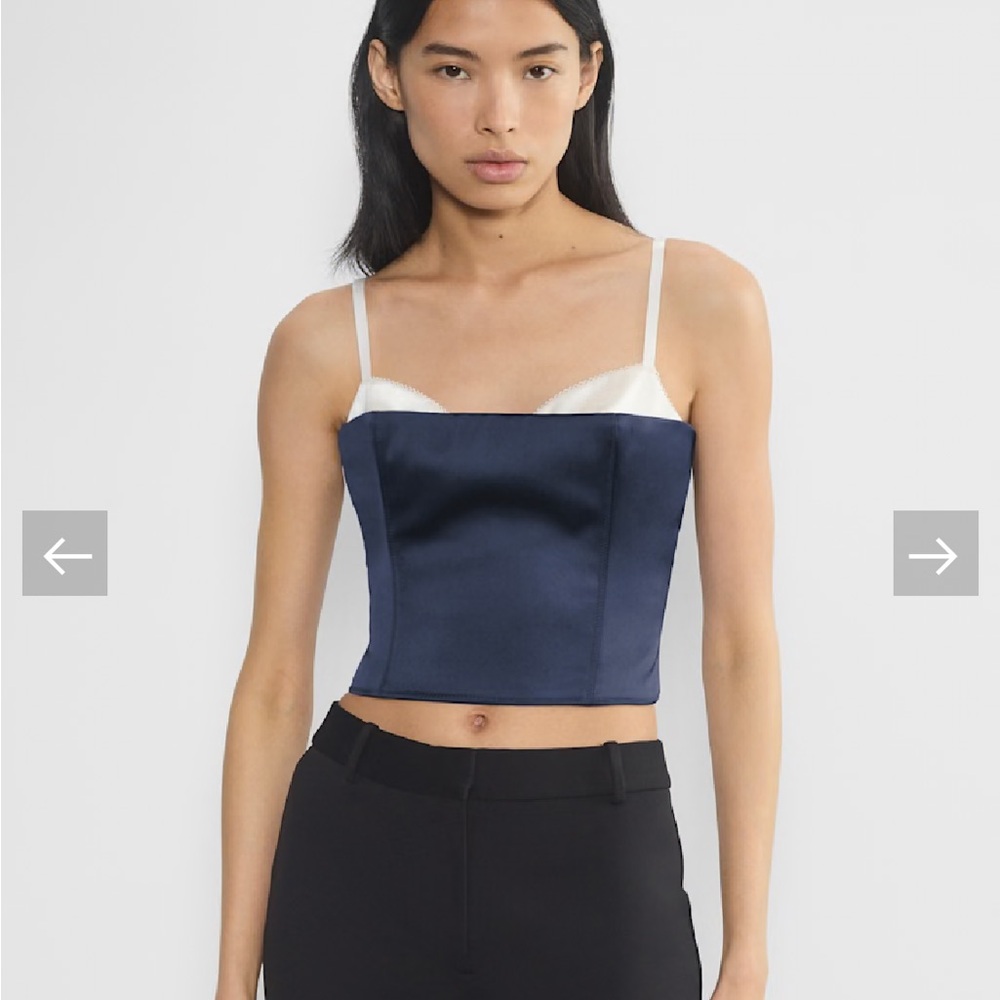 Aritzia hypnotize Navy Blue Satin Crop Top